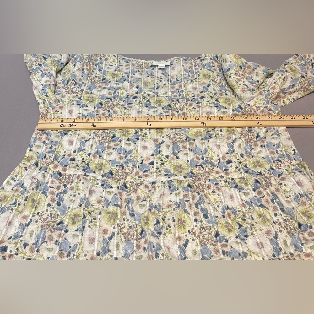 J. Jill Womens Floral Blouse Tiered Textured Size Medium Spring Peasant Fairy - Picture 10 of 12